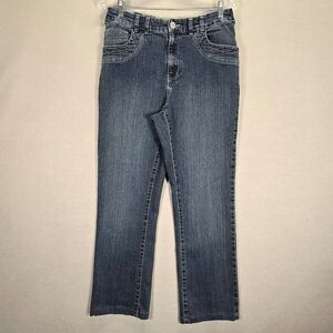 Women's Denim Jeans Blue Size 30x27 Pockets  Elastic On Back